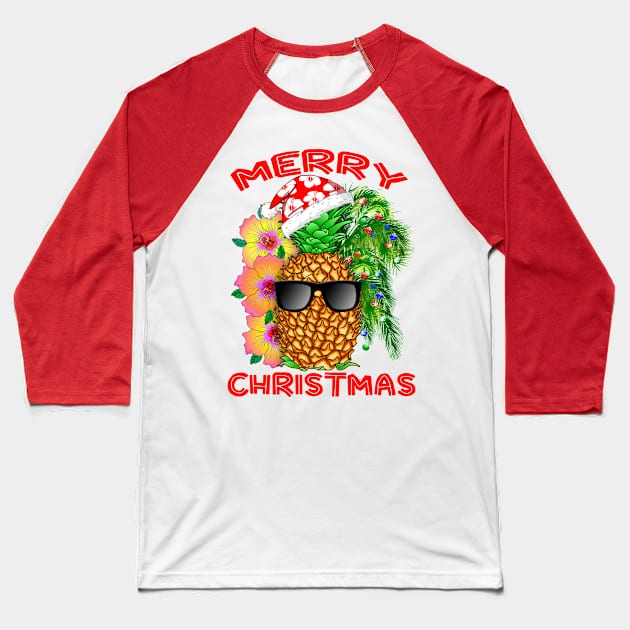 Merry Christmas Funny Pineapple Baseball T-Shirt by macdonaldcreativestudios